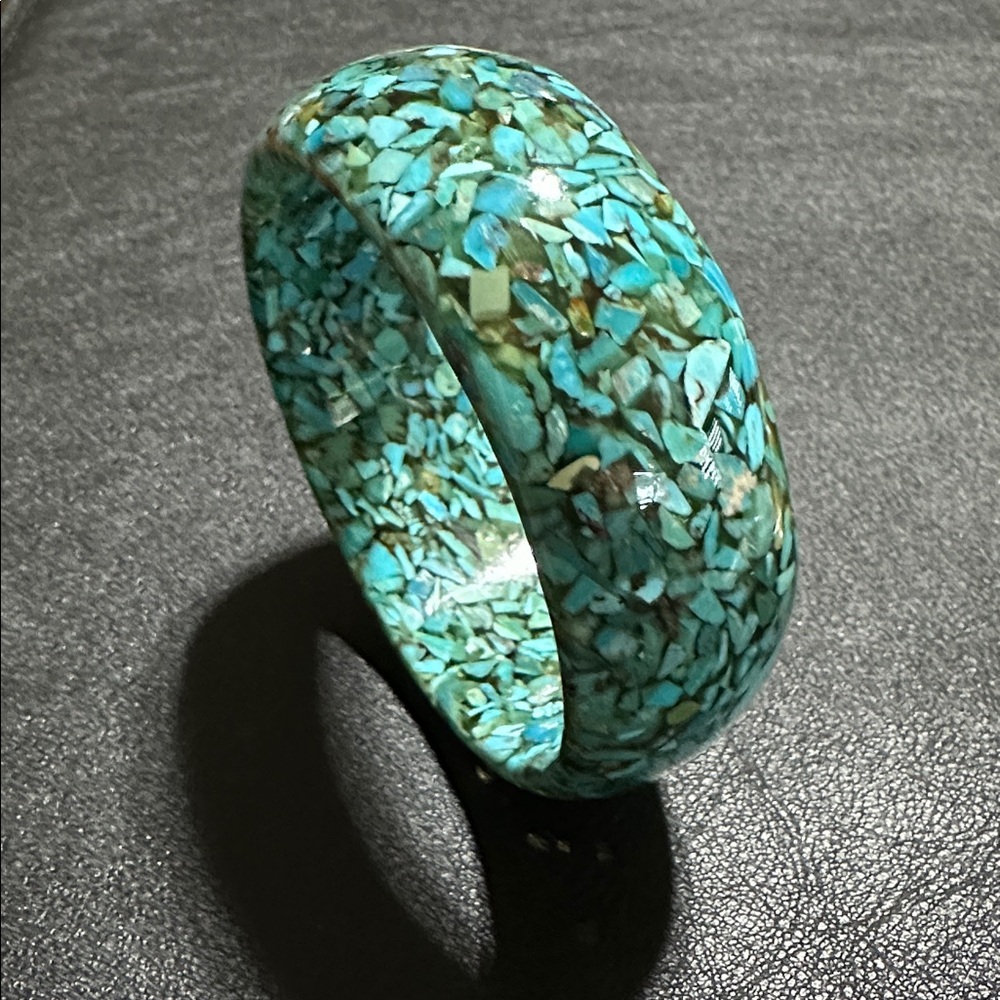 Composite Turquoise Chip Resin Bangle Bracelet